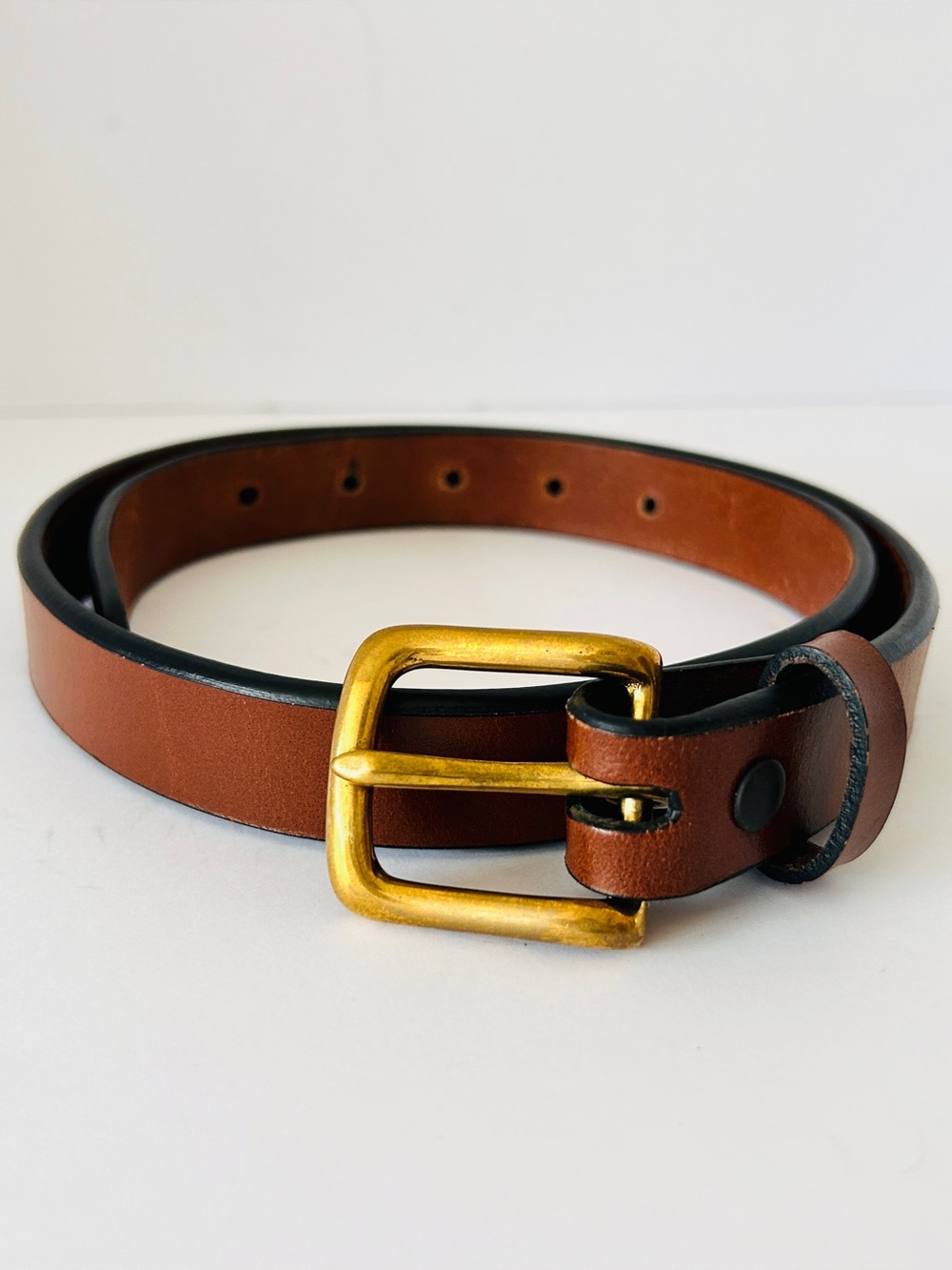 Sid Mashburn 1" Brown Leather Belt English Bridle Brass Buckle Timeless Size 28
